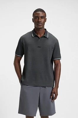 Relaxed-fit polo shirt cotton with mesh pattern