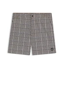 Micro-print swim shorts with logo badge