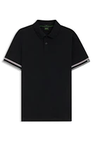 Slim-fit polo shirt cotton with striped collar