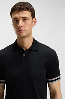 Slim-fit polo shirt cotton with striped collar