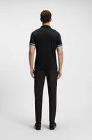 Slim-fit polo shirt cotton with striped collar