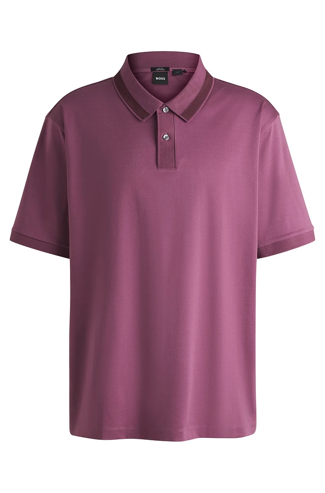 Mercerized-cotton T-shirt with contrast collar band