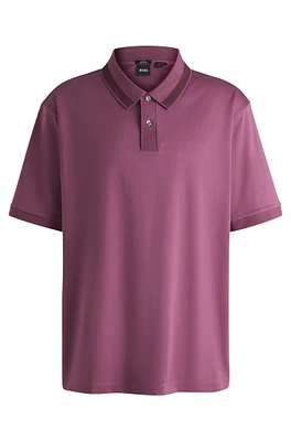 Mercerized-cotton T-shirt with contrast collar band