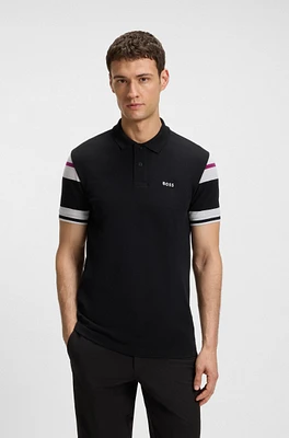 Slim-fit polo shirt cotton with block stripes