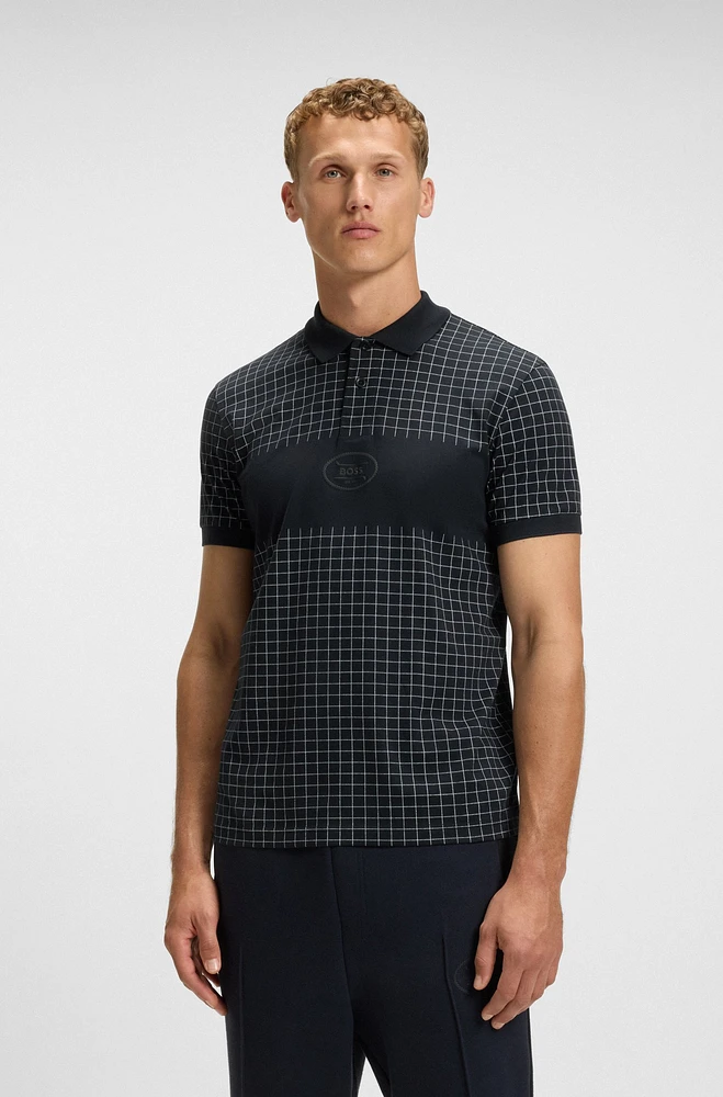 Regular-fit polo shirt lightweight checked Pima cotton