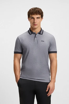 Cotton-piqué polo shirt with dot print