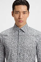 Slim-fit shirt floral-print stretch-cotton poplin