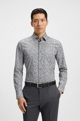 Slim-fit shirt floral-print stretch-cotton poplin