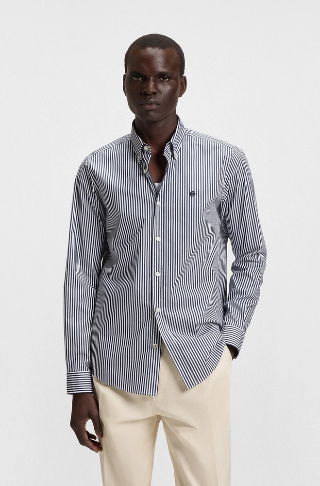 Slim-fit shirt a striped cotton blend