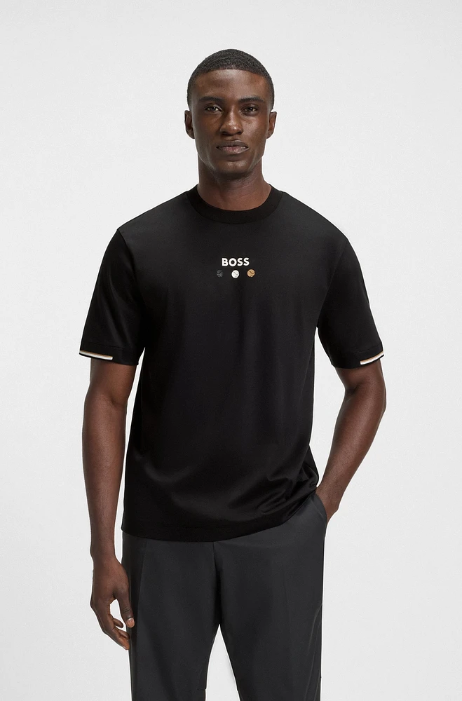 Pima-cotton T-shirt with tennis ball graphics