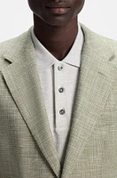 Regular-fit micro-patterned blazer with elbow patches
