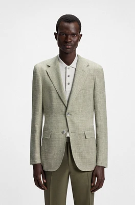 Regular-fit micro-patterned blazer with elbow patches