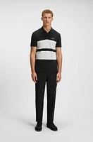 Cotton-piqué polo shirt with block stripes