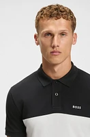 Cotton-piqué polo shirt with block stripes