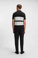 Cotton-piqué polo shirt with block stripes