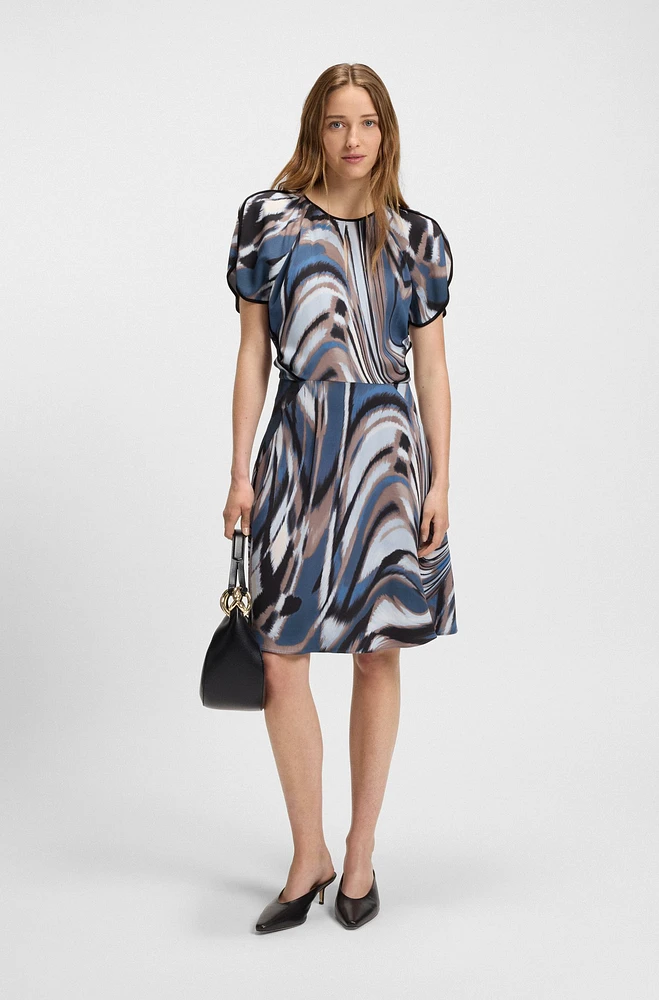 Satin dress with swirl print