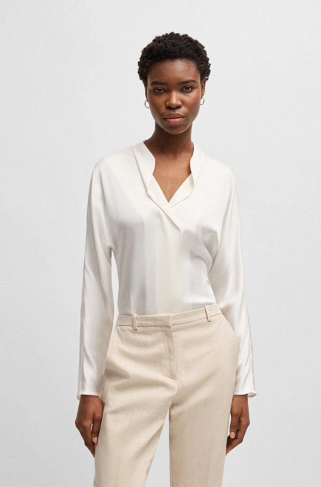 Regular-fit blouse with draped neckline