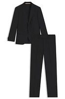 Slim-fit suit micro-patterned stretch wool