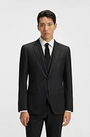 Slim-fit suit micro-patterned stretch wool