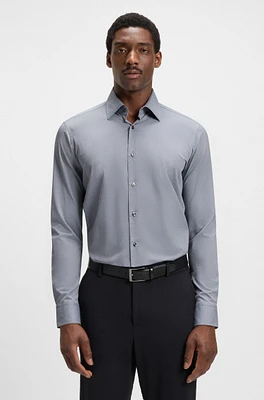 Regular-fit shirt structured stretch fabric