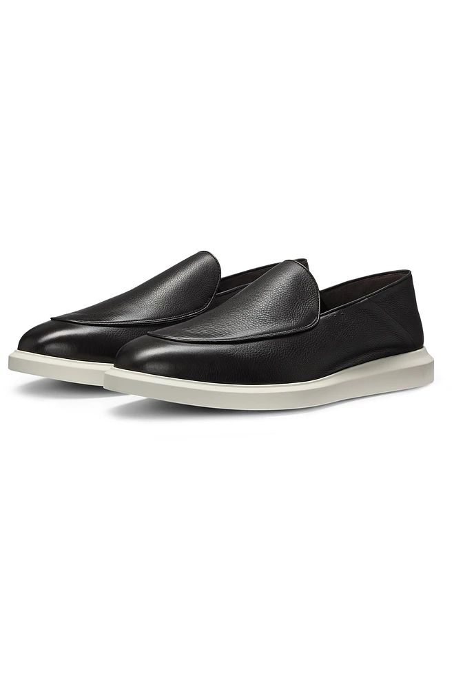 Leather loafers with rubber outsole