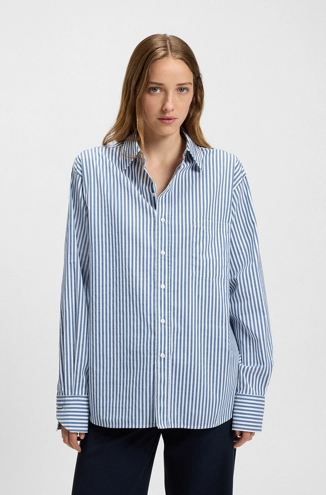 Cotton blouse with vertical stripes