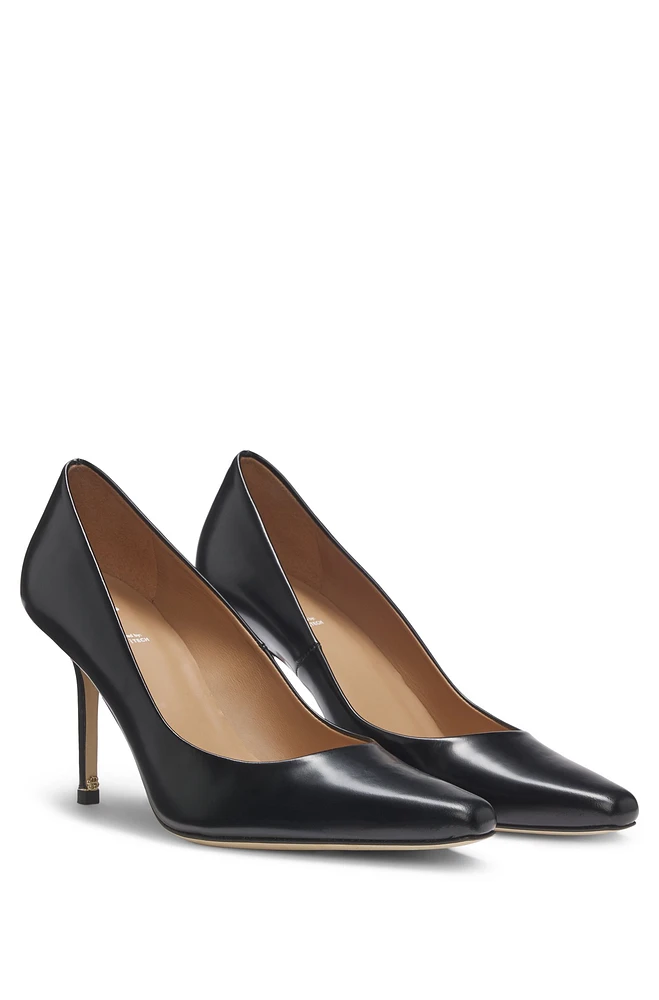 Pointed-toe pumps polished leather