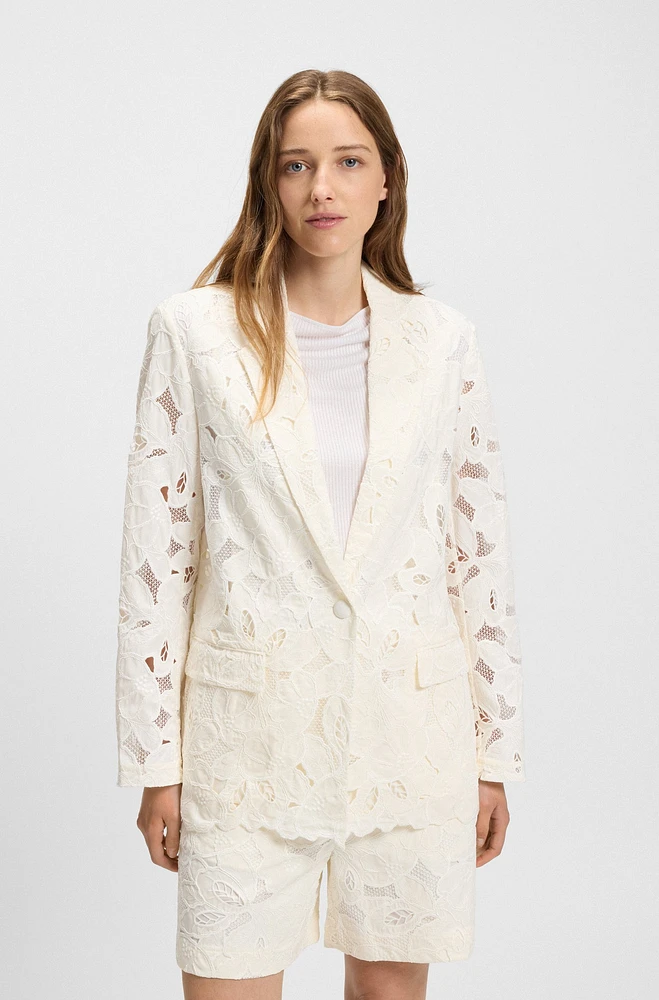 Relaxed-fit blazer an embroidered bamboo blend