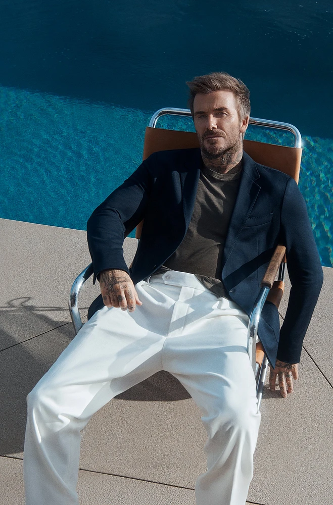 BECKHAM x BOSS blazer a melange cotton blend