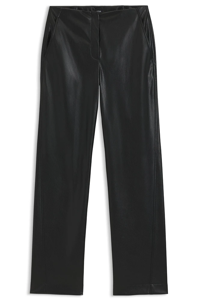 Straight-leg trousers faux leather