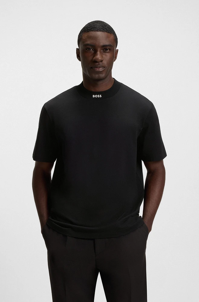 Relaxed-fit shirt stretch cotton with camp collar