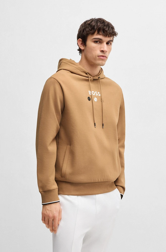 Cotton hoodie with tennis artwork
