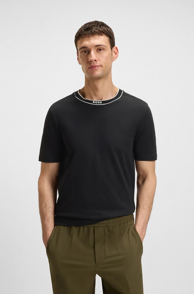 Cotton jersey T-shirt with striped logo graphic