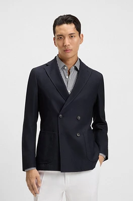 Double-breasted blazer cotton and wool seersucker