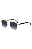 Double-bridge sunglasses in black and gold tones