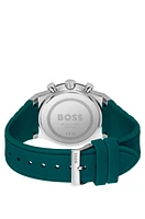 Silicone-strap chronograph watch with green dial
