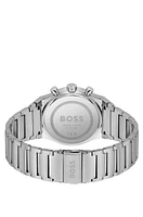 Silver-tone chronograph watch with link bracelet
