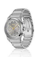 Silver-tone chronograph watch with link bracelet