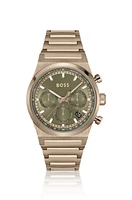 Gold-tone chronograph watch with link bracelet