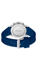 Logo-strap chronograph watch with navy textured dial