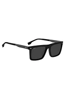 Black-acetate sunglasses with carbon-fiber temples