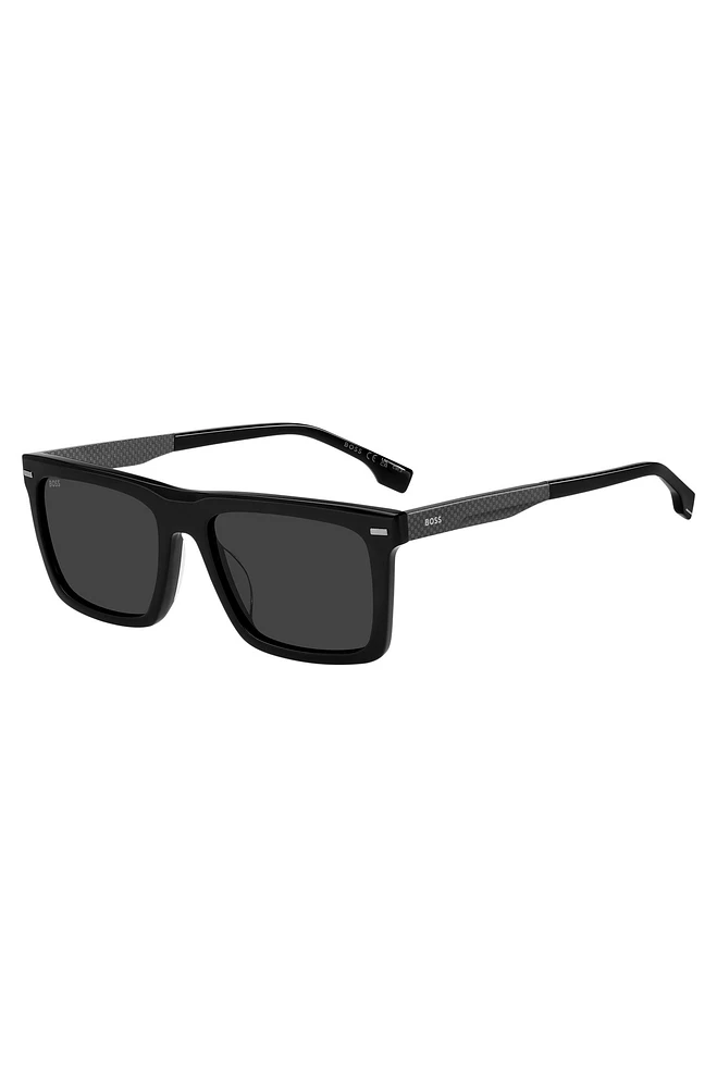 Black-acetate sunglasses with carbon-fiber temples
