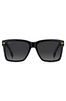 Black-acetate sunglasses with gold-tone trims