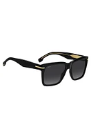 Black-acetate sunglasses with gold-tone trims