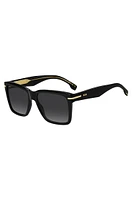 Black-acetate sunglasses with gold-tone trims