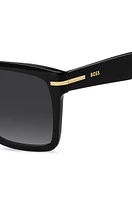 Black-acetate sunglasses with gold-tone trims
