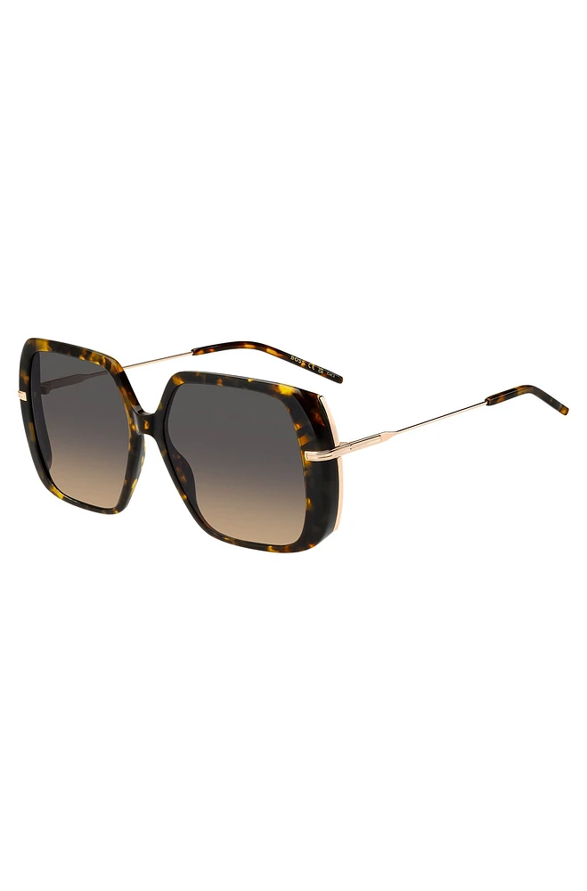 Havana-acetate sunglasses with rose-gold-tone temples