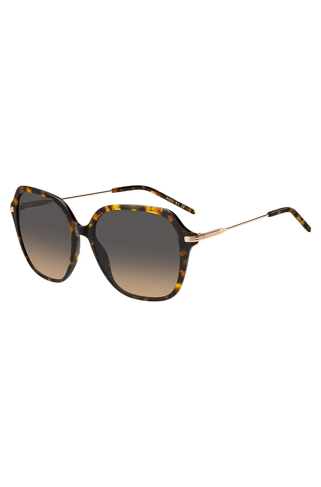 Havana-acetate sunglasses with rose-gold-tone temples