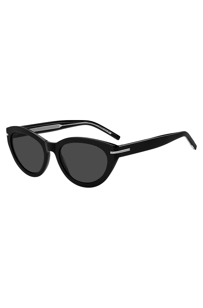 Black-acetate sunglasses with silver-tone details
