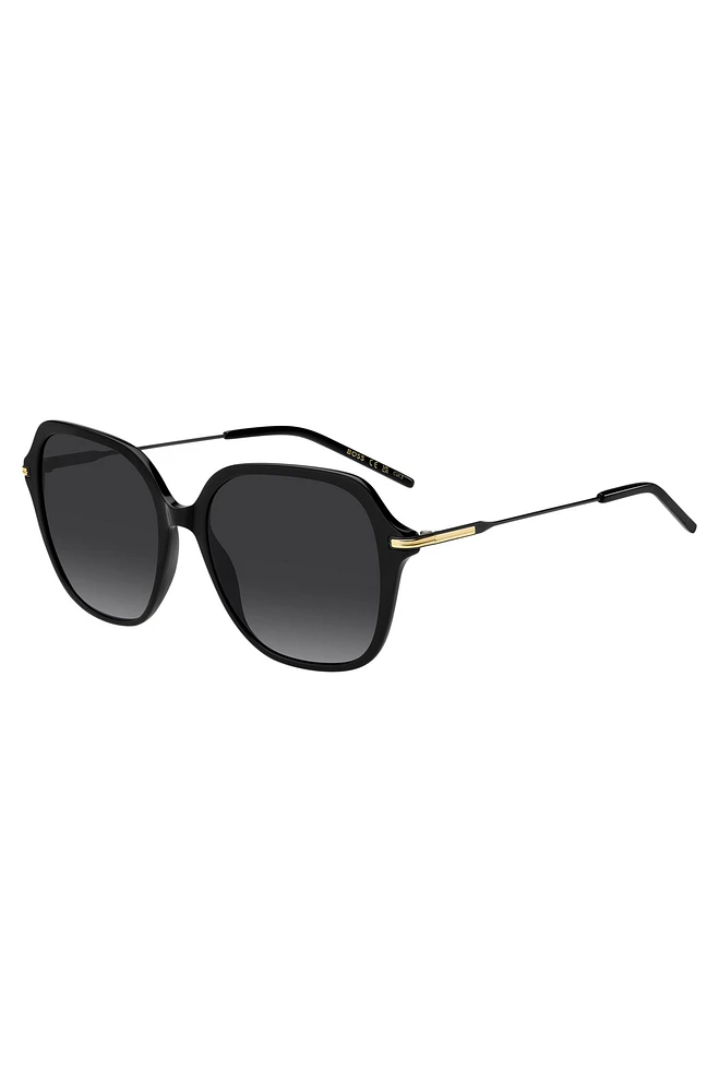 Double-bridge sunglasses with metal-acetate temples